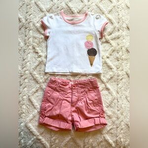 Joe Fresh Coral Shorts & Top Set Toddler Girl 12M